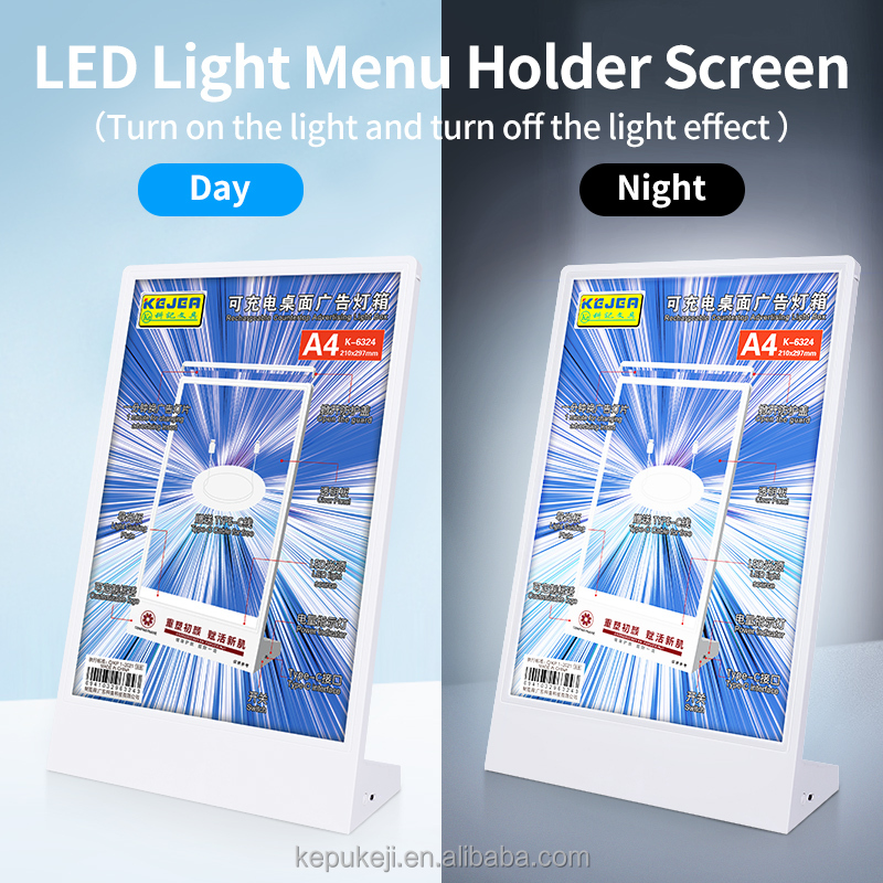 Rechargeable A4 desktop advertising light box
Acrylic Flashing Led Table Menu Restaurant Card
Display Holder Stand