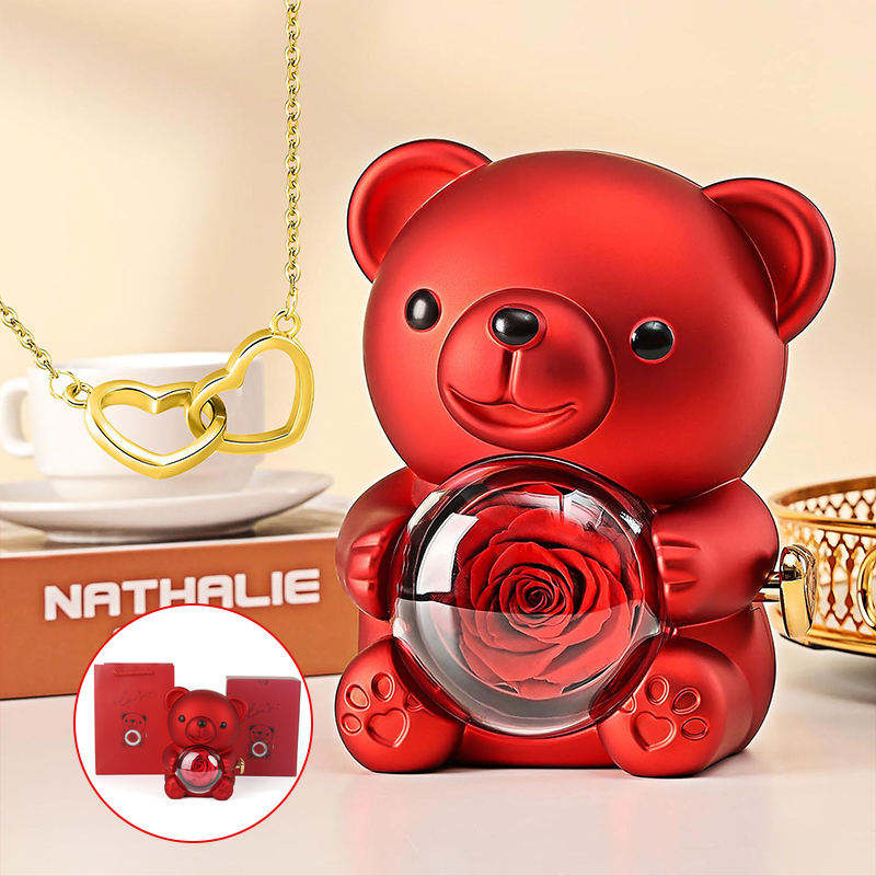 Eternal Rose Bear Box With Necklace