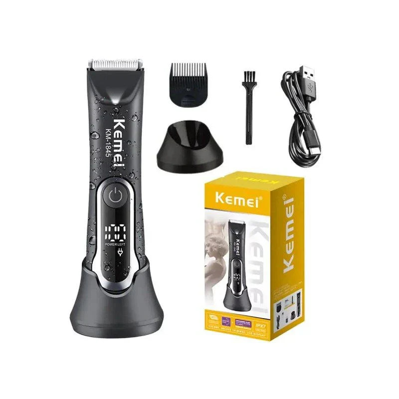 Waterproof Body Groomer With Skin Friendly Blades Kemei Hair Trimmer KM-1840