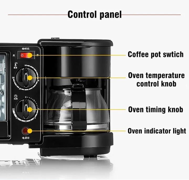 Raf 3 In 1 Breakfast Maker Grill Frye Coffe Maker 9 Litre R5308B