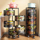 4 Or 5 Layer Round Basket Kitchen Rotating Metal Storage Cages With Wheels Cart