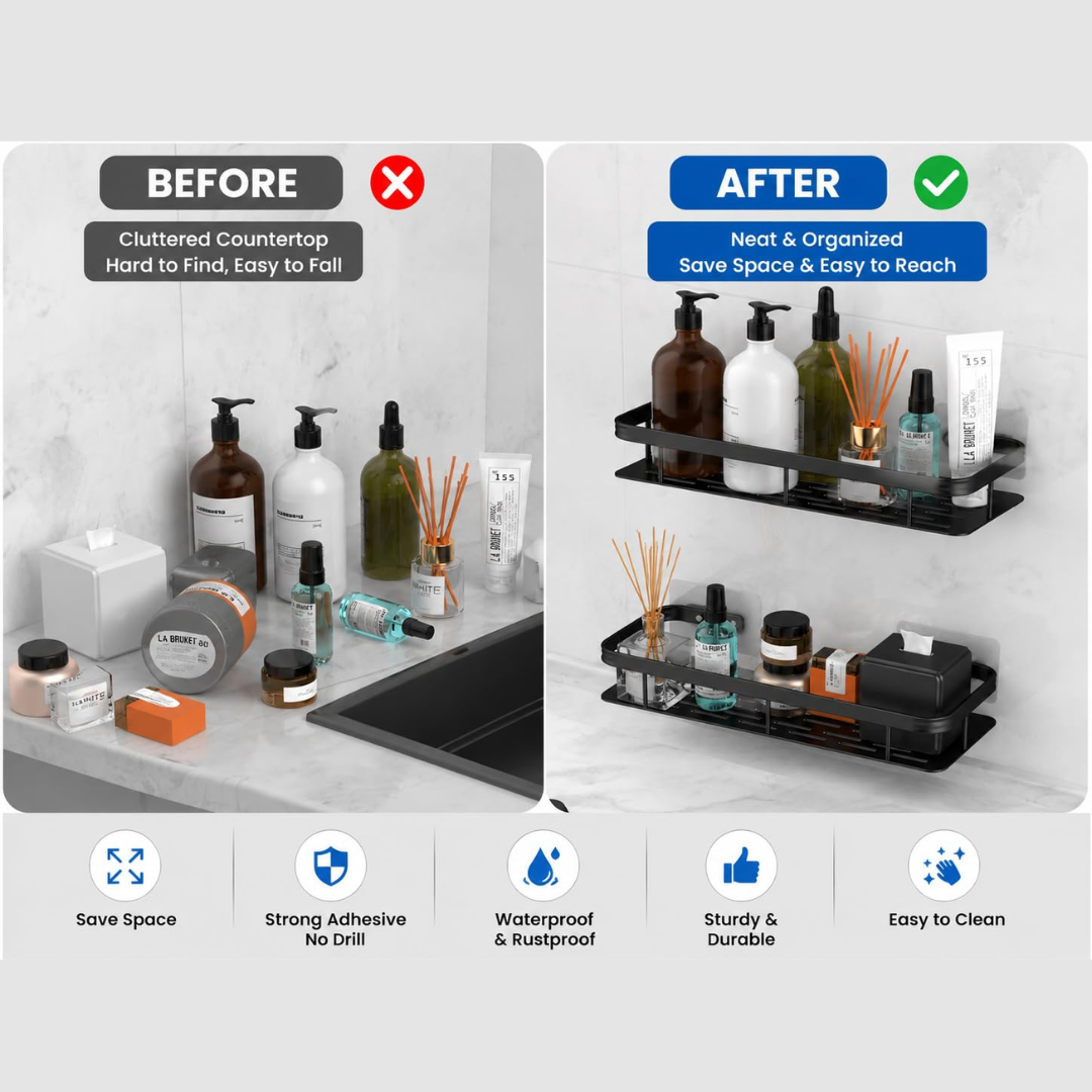 Aluminium Bathroom Shelf Self Adhesive for Wall Shelf Organizer