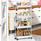 Multifunctional Floor Storage Shelves Rack Organiser with Wheels 4-Layer White AS977