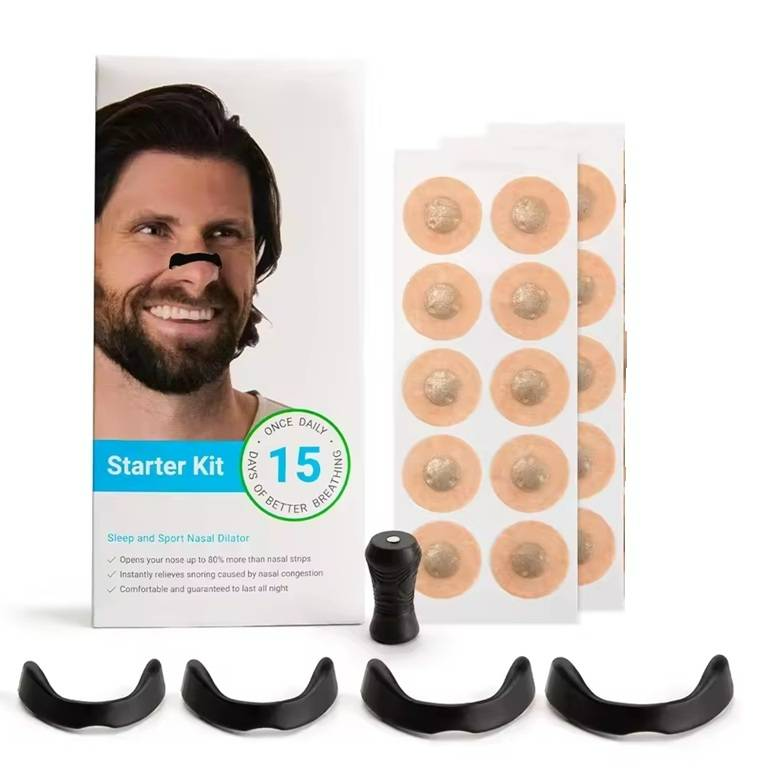 Magnetic Nasal Strips Snoring Relief Kit with Nose Clip - Breathing enhancer