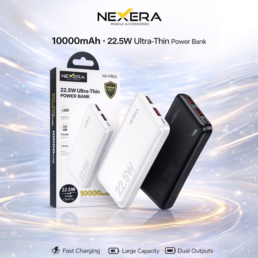 10000mah 22.5W Thin Power Bank With LED Lighting NX-PB02