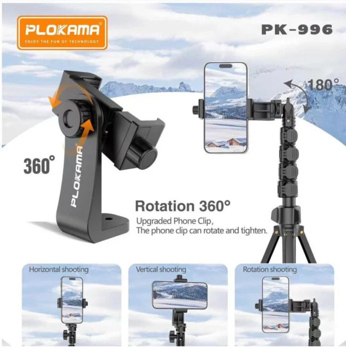 PLOKAMA PK996 Multifunctional  Bluetooth Tripod with Remote 5.5F PK996