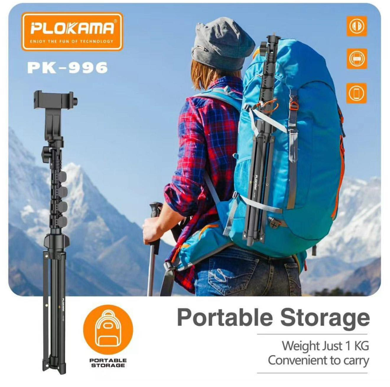 PLOKAMA PK996 Multifunctional  Bluetooth Tripod with Remote 5.5F PK996