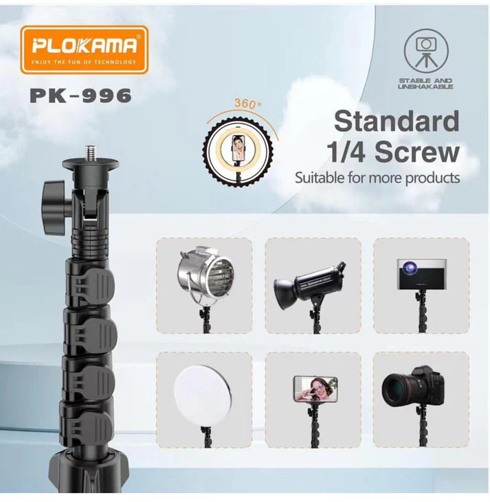 PLOKAMA PK996 Multifunctional  Bluetooth Tripod with Remote 5.5F PK996