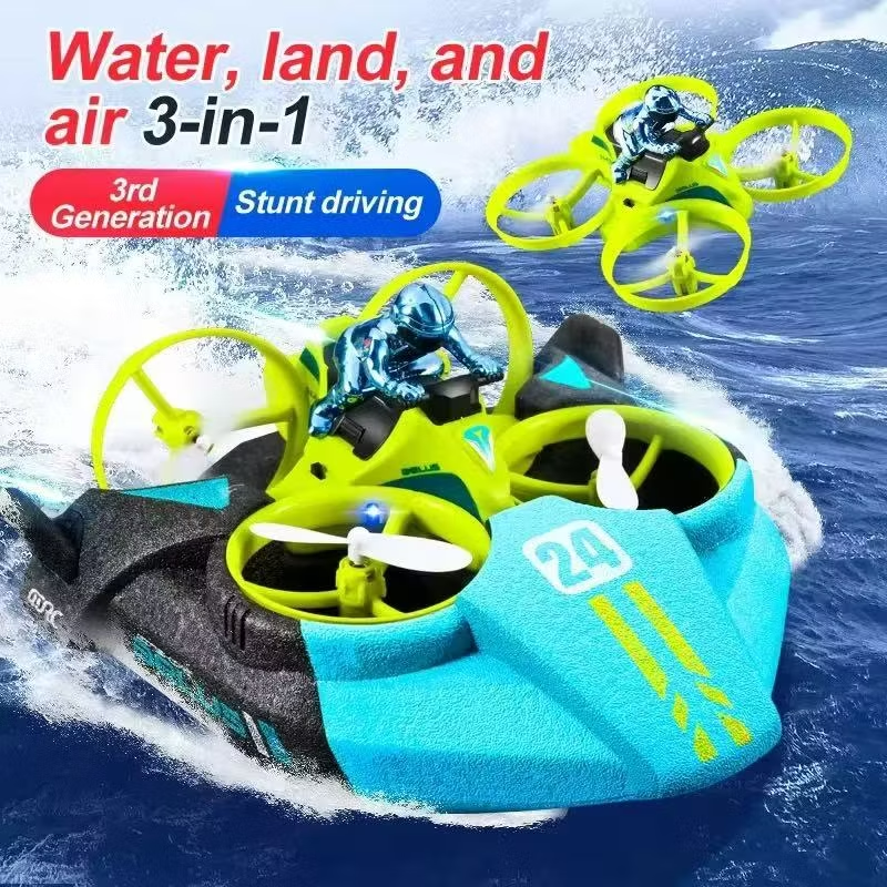 RC Drone 3 in 1 Sea-Land-Air Mode Waterproof Hovercraft Toy