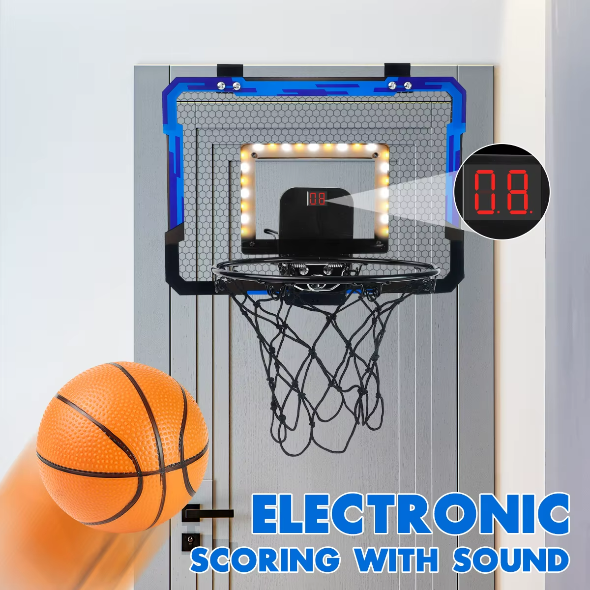 Mini Wall-Mounted Basketball Hoop with LED ScoreBall