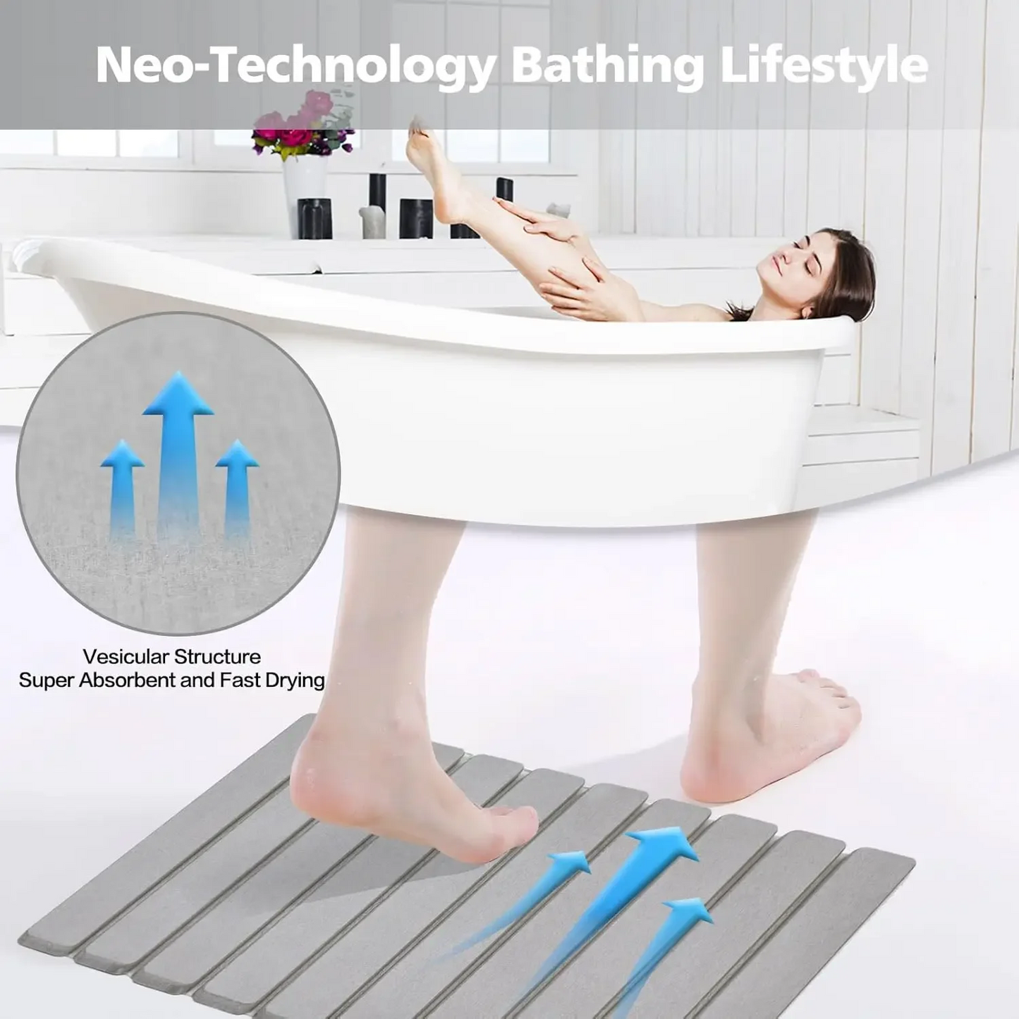 Luxury Foldable Stone Drying Mat Anti Slip Bathroom/Kitcheniuv