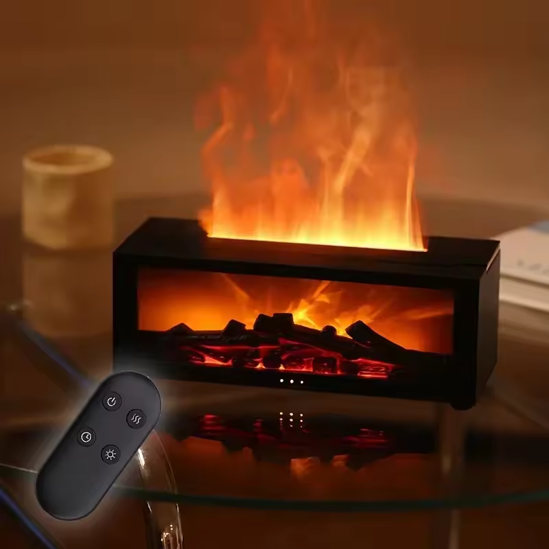 Flame Fire place Diffuser, Vintage Fireplace Aromatherapy Diffuser Humidifier