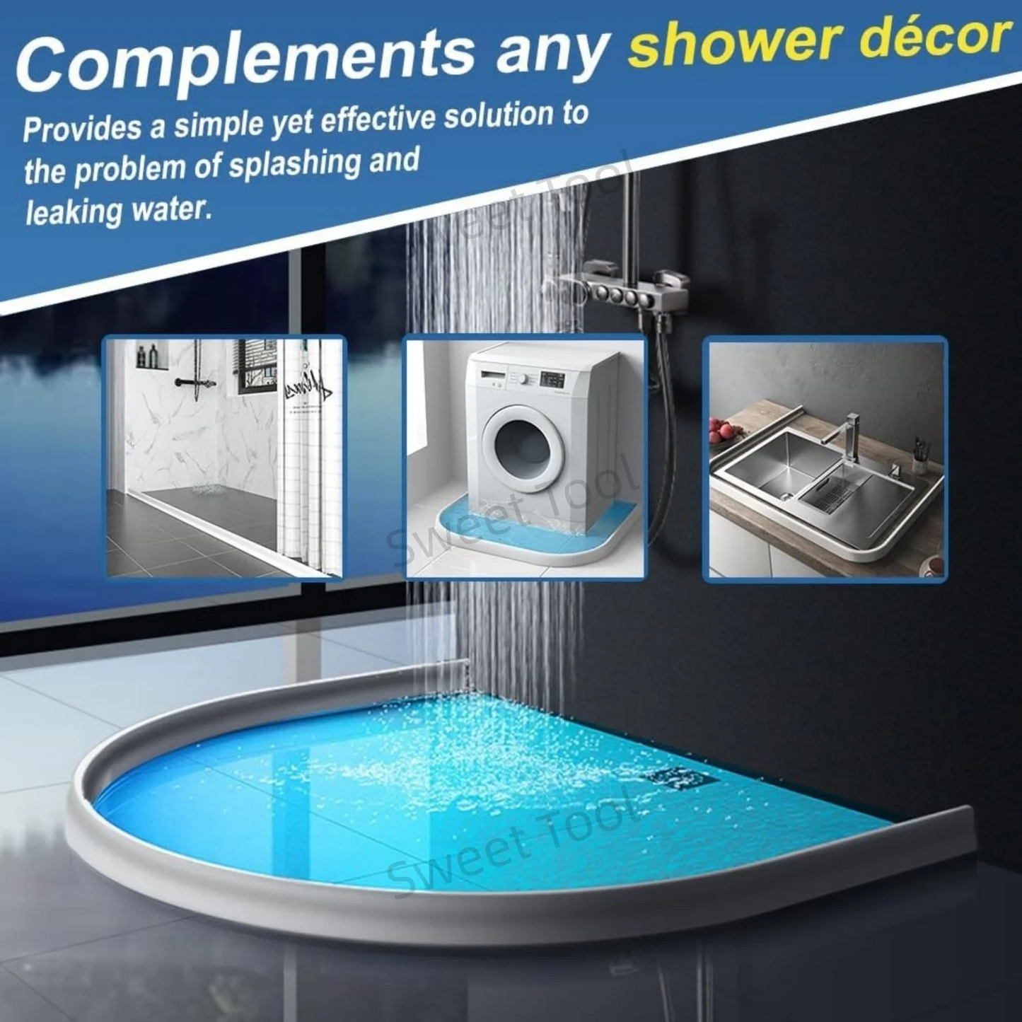 Collapsible Silicone Shower Water Guard