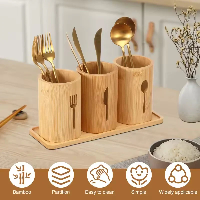 Bamboo Organiser Multi-Slot Utensil