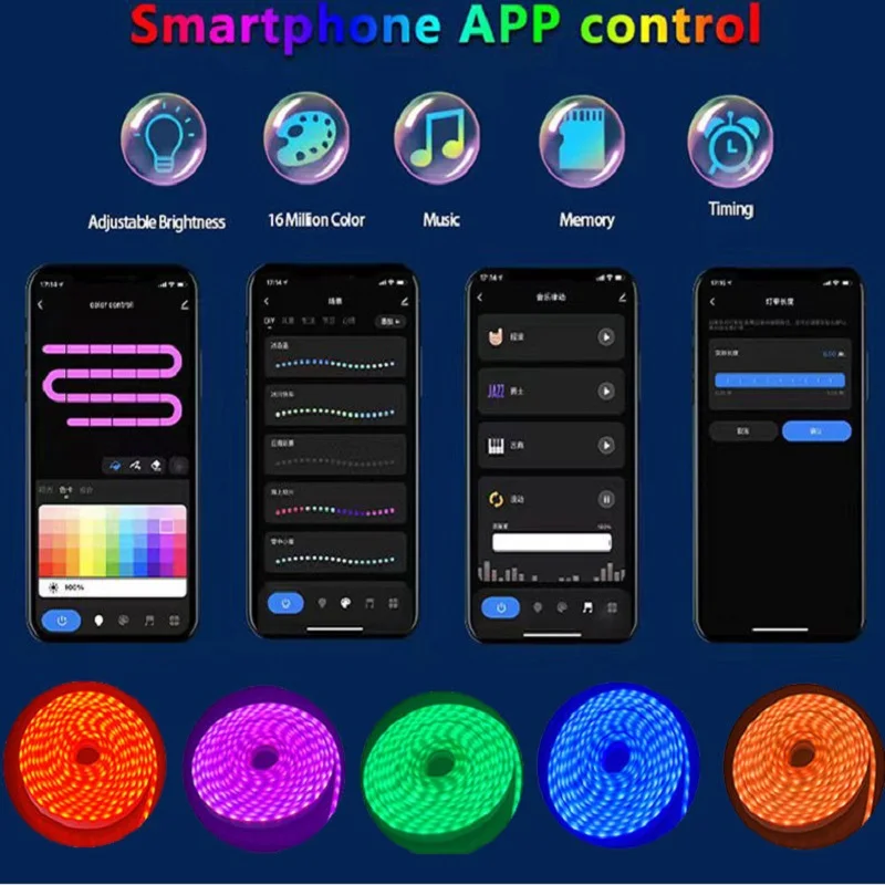 LED Strip Lights Neon Rope Light with Music Sync RGBIC 5M
