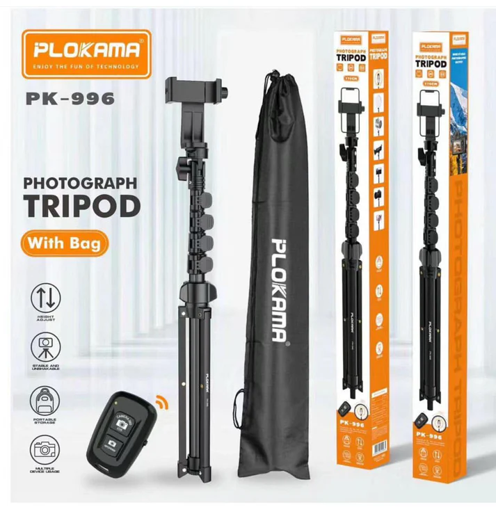 PLOKAMA PK996 Multifunctional  Bluetooth Tripod with Remote 5.5F PK996