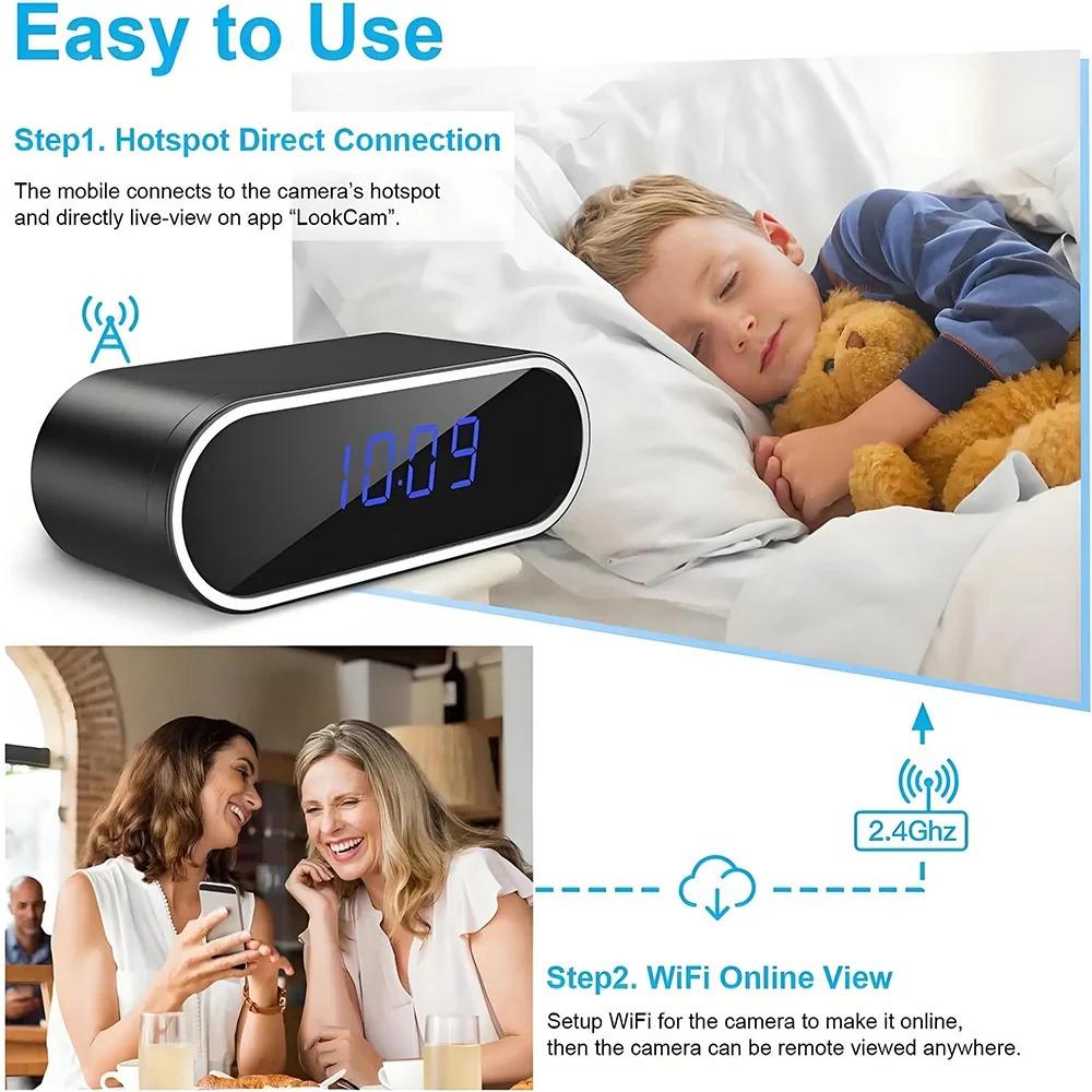 Spy Wifi Clock Hidden Camera