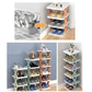 6 Layer Folding Shoe Rack Plastic Adjustable Blue
