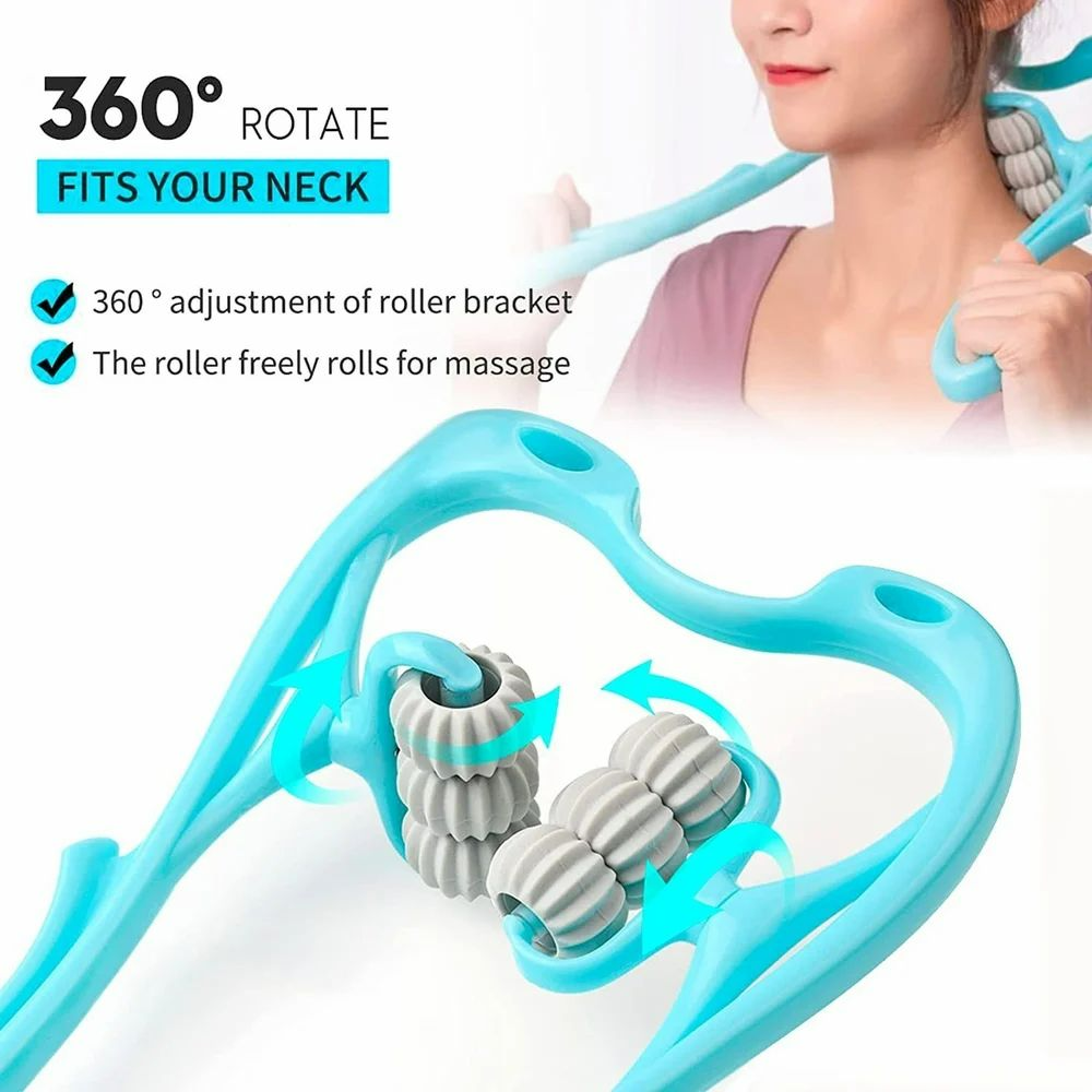 Hand Neck Massager With Rollers 6 Wheel Neck Massager For Pain Relief Deep Tissue