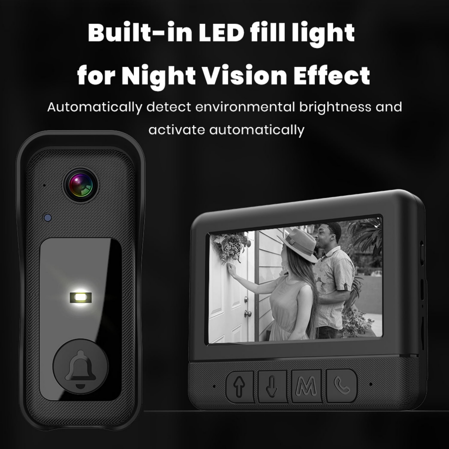 Visual smart doorbell with 4.3-inch color display, 0.3 megapixel camera for home security X8