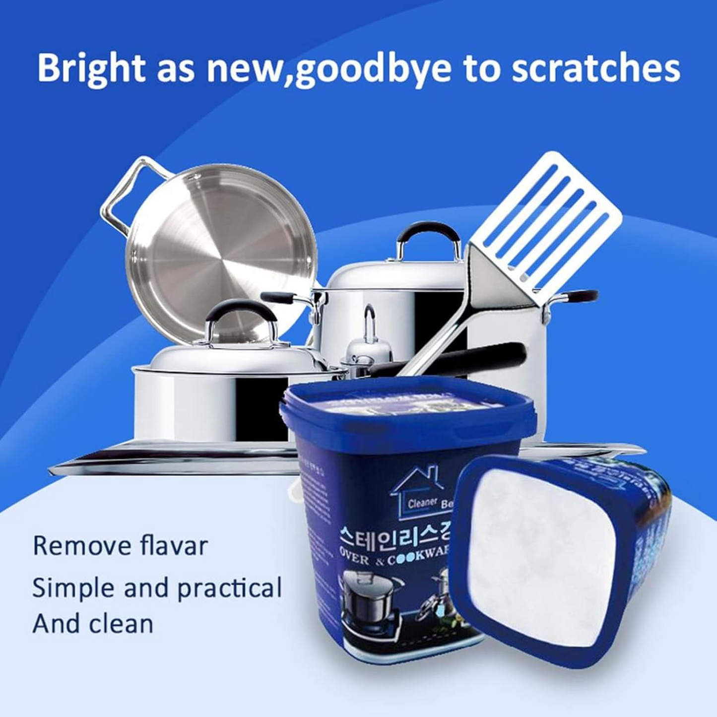 Stainless Steel Cleaning Paste 500g, Powerful Cookware Rust Removal Cleaning Paste
