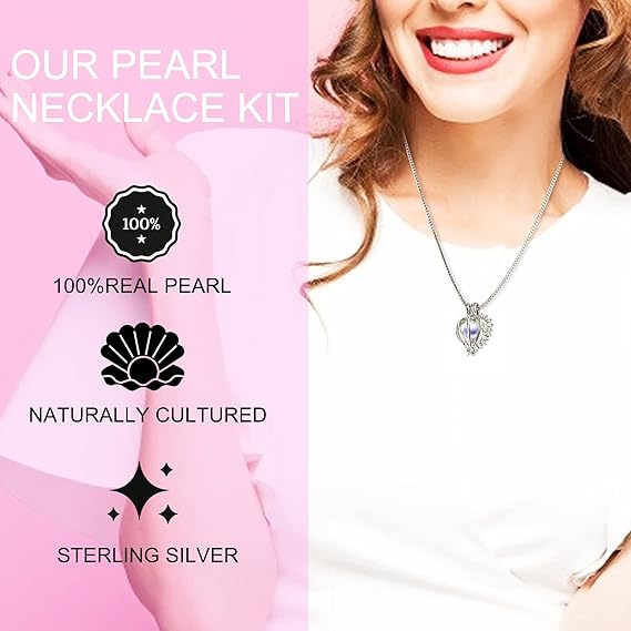Wish Pearl Necklace Kit,Mysterious Oyster Pearl Gift Set