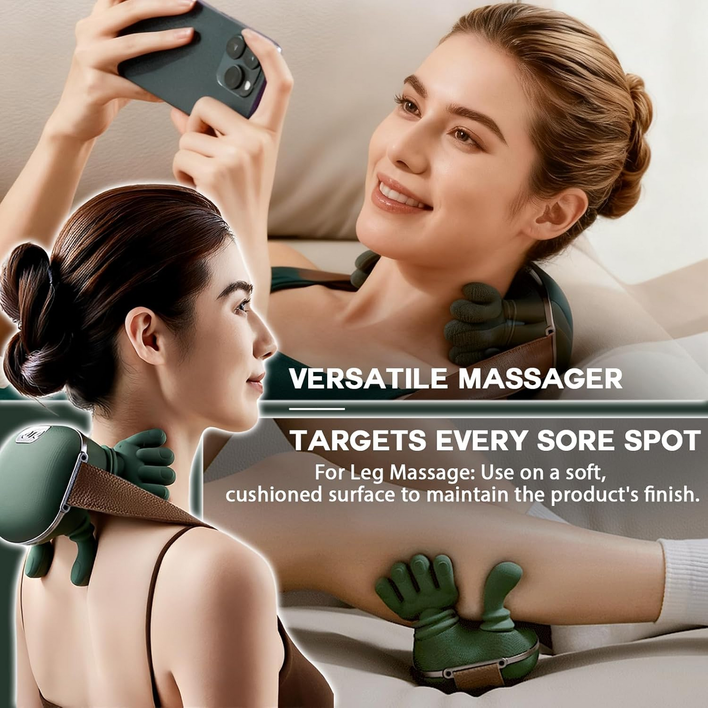 Rechargeable Neck and Back Massager with Heat, 3D Bionic Hand Design Massage