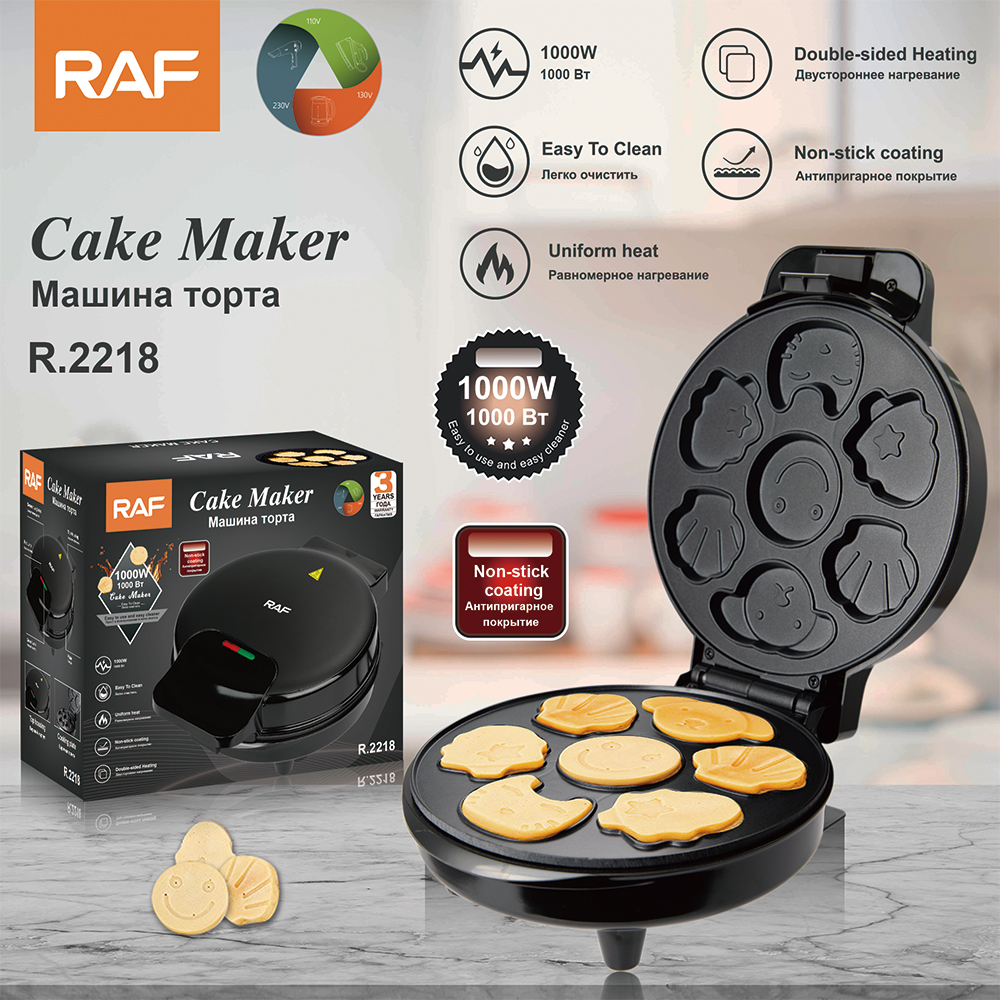 RAF 1000W Electric Cake Maker Multi Shape Cookie Maker R2218