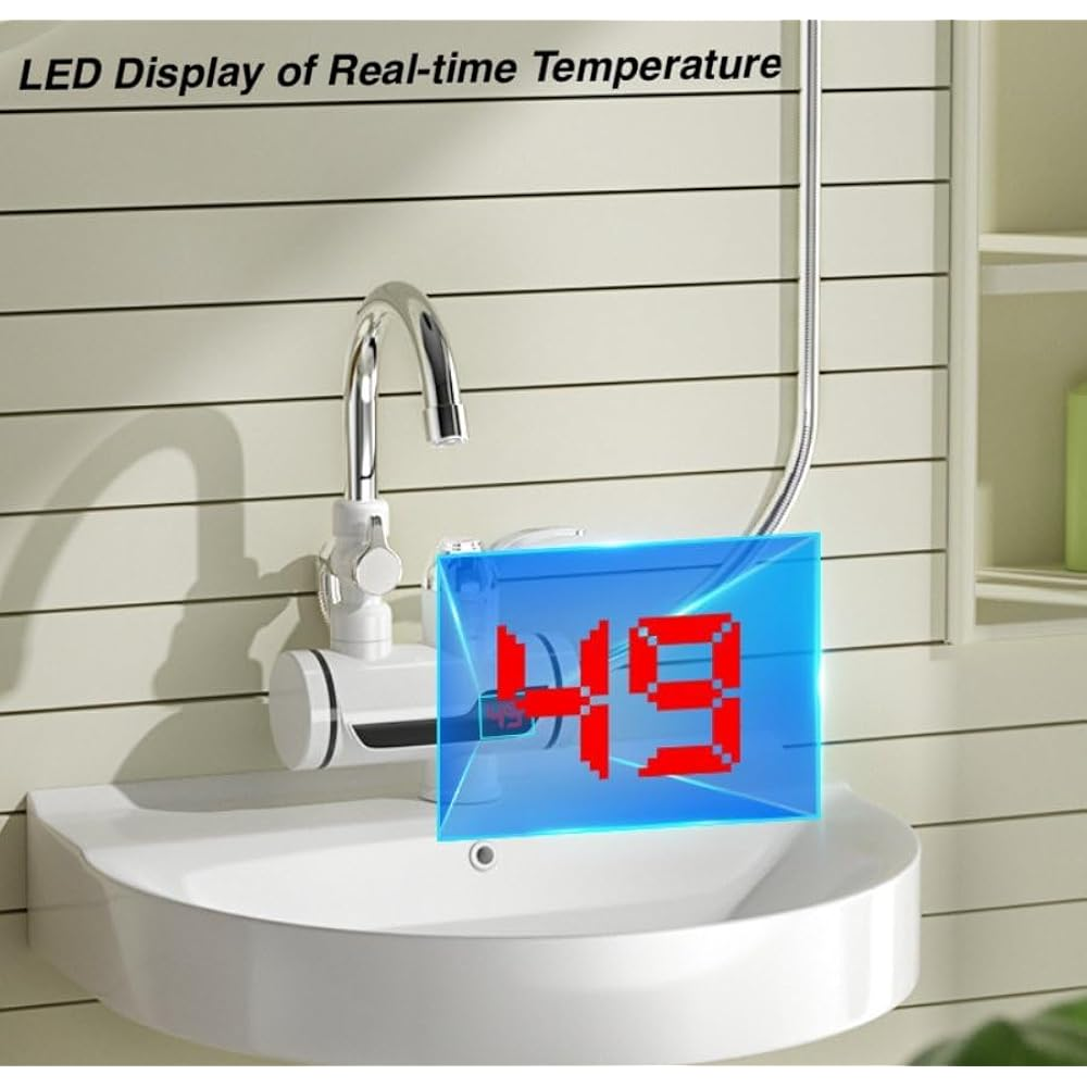 360° Rotating Electric Shower Water Heater Instant Hot Water Faucet with LED Display