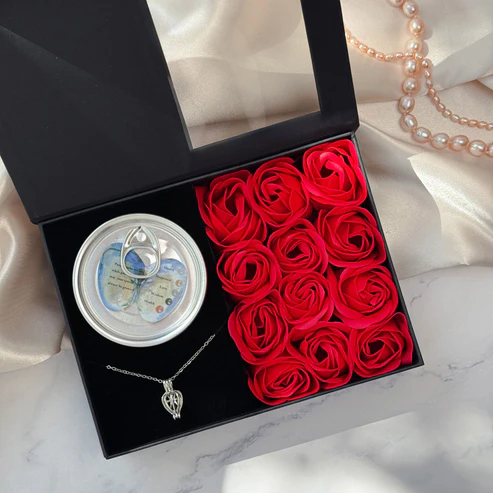 12 Roses & Love Pearl Gift Box (Luxury Set)