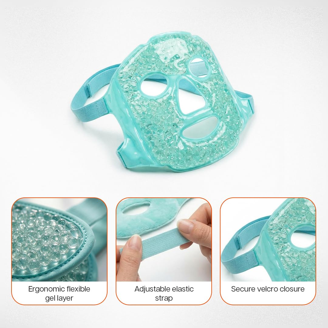 Reusable Gel Bead Face Mask – Hot & Cold Compress for Migraine & Sinus Relief