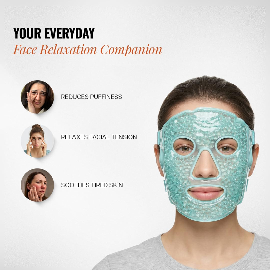 Reusable Gel Bead Face Mask – Hot & Cold Compress for Migraine & Sinus Relief