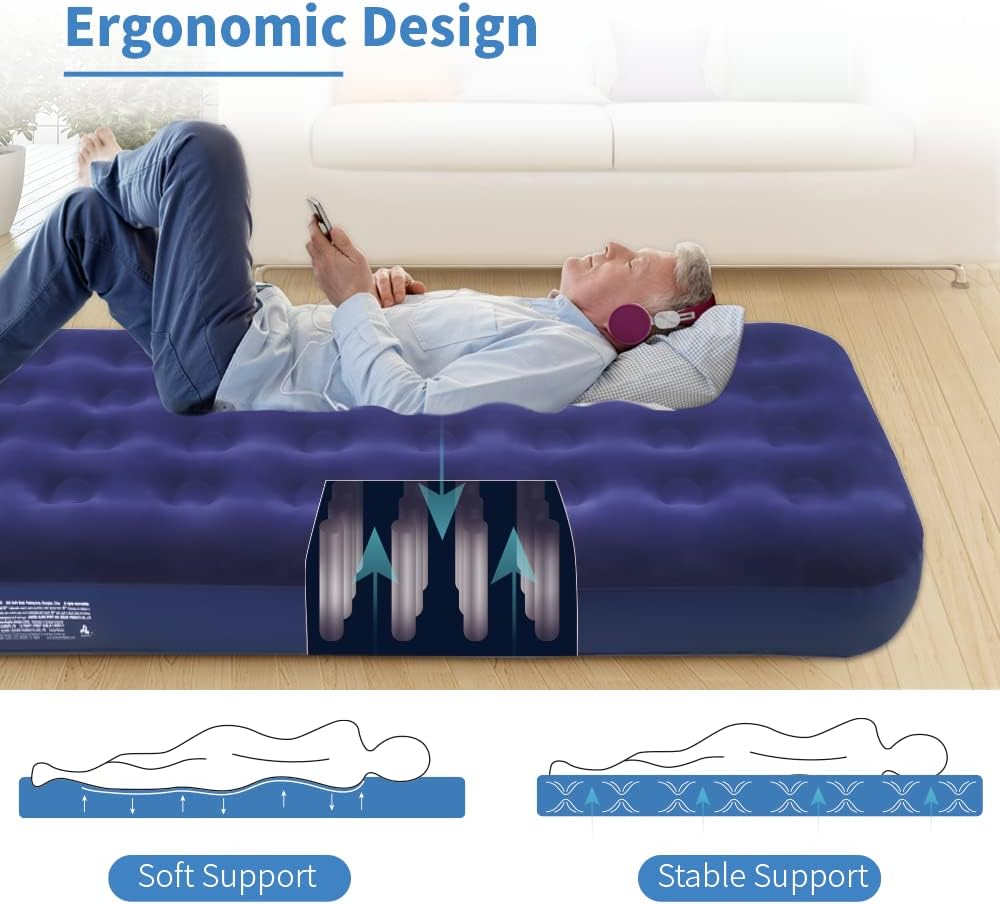 Single Camping Air Mattress PVC Inflatable Bed