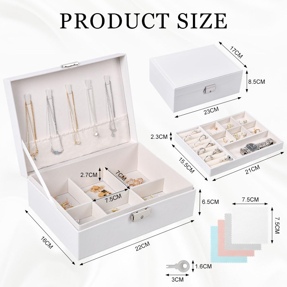 Jewellery Storage Box Lockable with Key, Jewellery Organiser