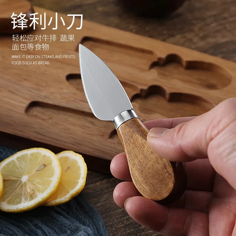 a Wood Cheese Board and Knife Set: Charcuterie Serving Platter for Meat, Cheese, Crackers