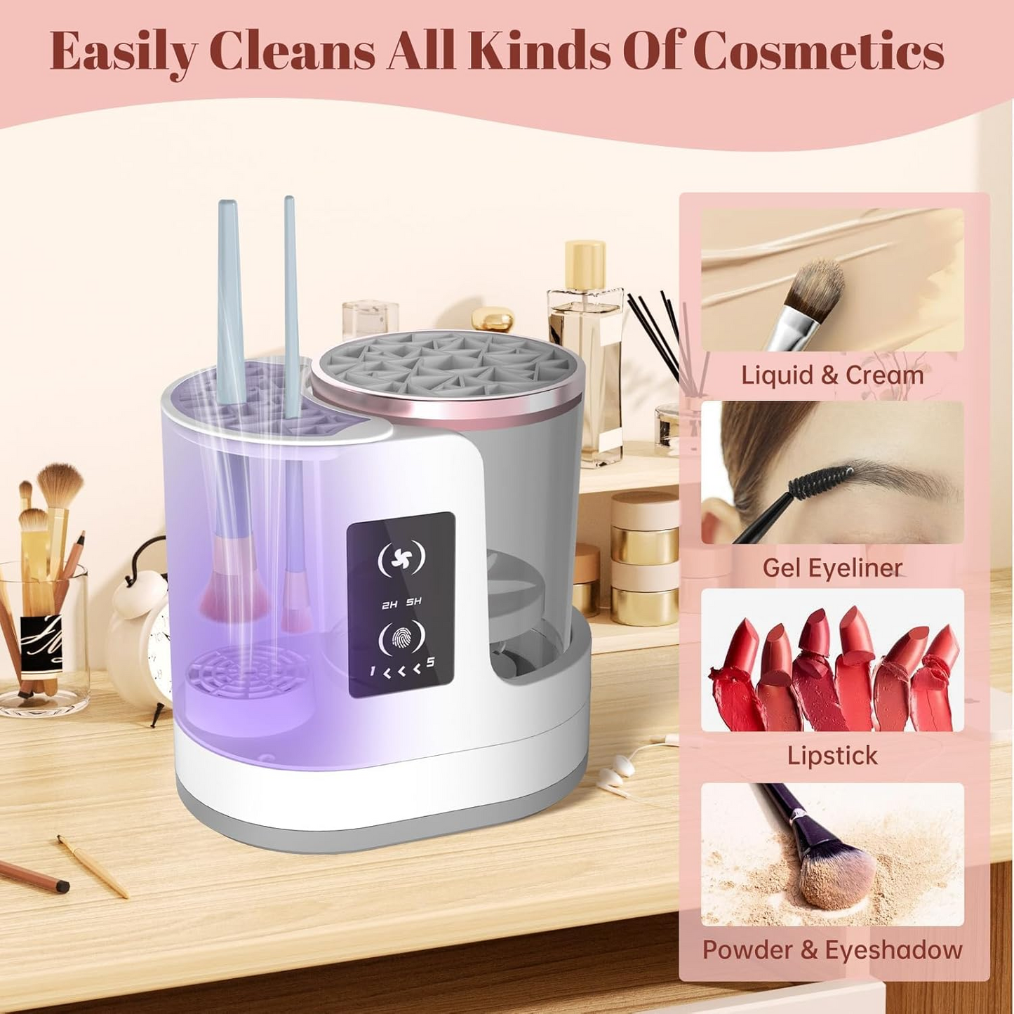 3 in 1 Portable USB Make up Brush Cleaner & Dryer & Holder