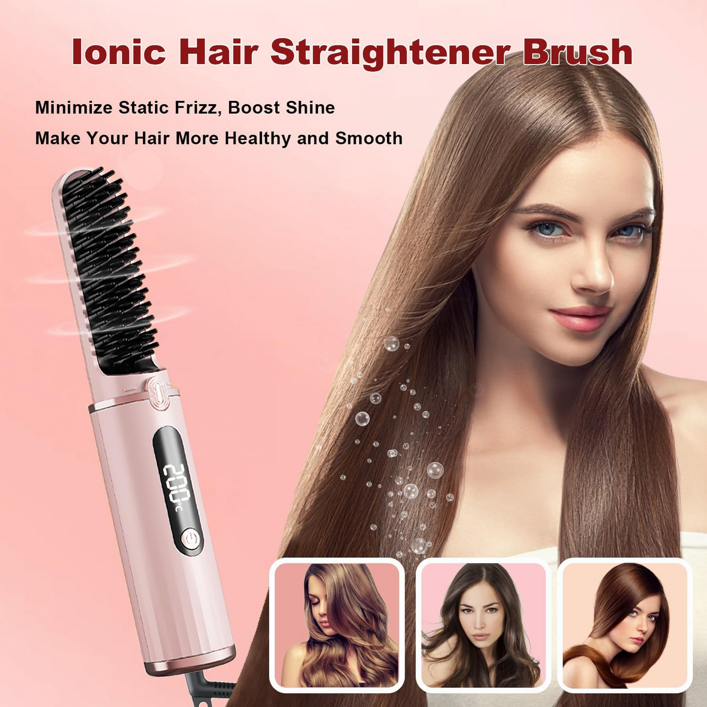 Portable Hair Straightening Comb with Negative Ions