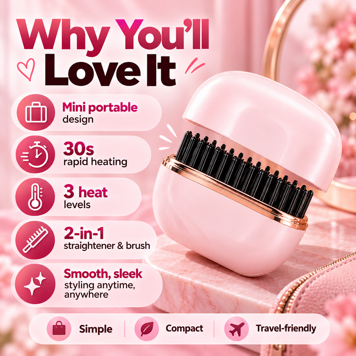 Mini Portable Hair Straightner