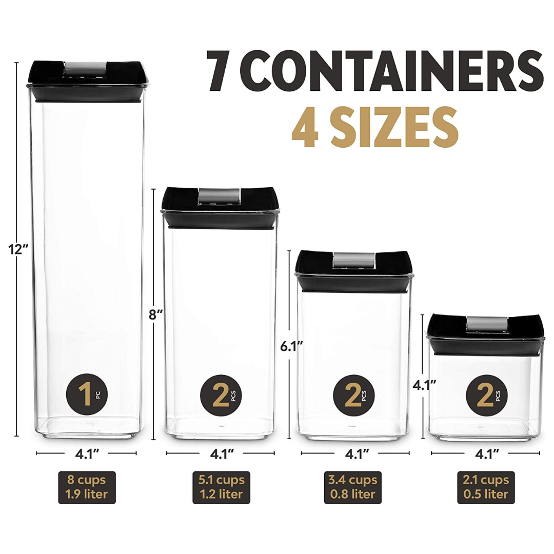7 Pieces Container Set Airtight Food Storage with 8 Labels & Chalk Marker