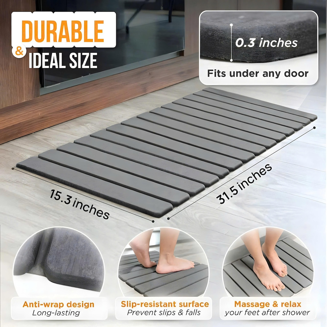 Luxury Foldable Stone Drying Mat Anti Slip Bathroom/Kitcheniuv