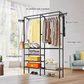 Three Row Clothes Rack Large Floor Hangers, Black