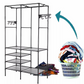 Three Row Clothes Rack Large Floor Hangers, Black