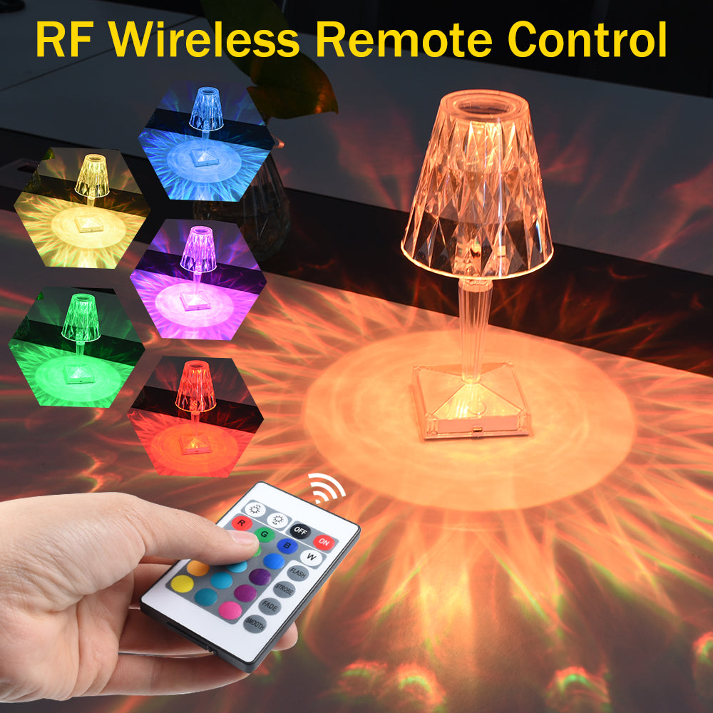 Led Diamond Crystal Projection Night Lights Usb Charging Touch Control Lighting Desk Lamp