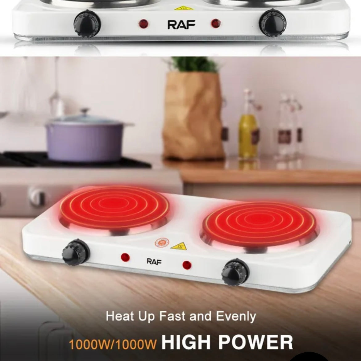 Raf Non Stick Double Hot Plate Electric Stove Cooker R8020