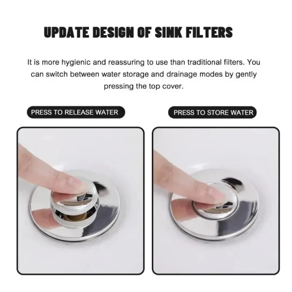 Universal Bathroom Sink Drain Stopper Double layer filtration