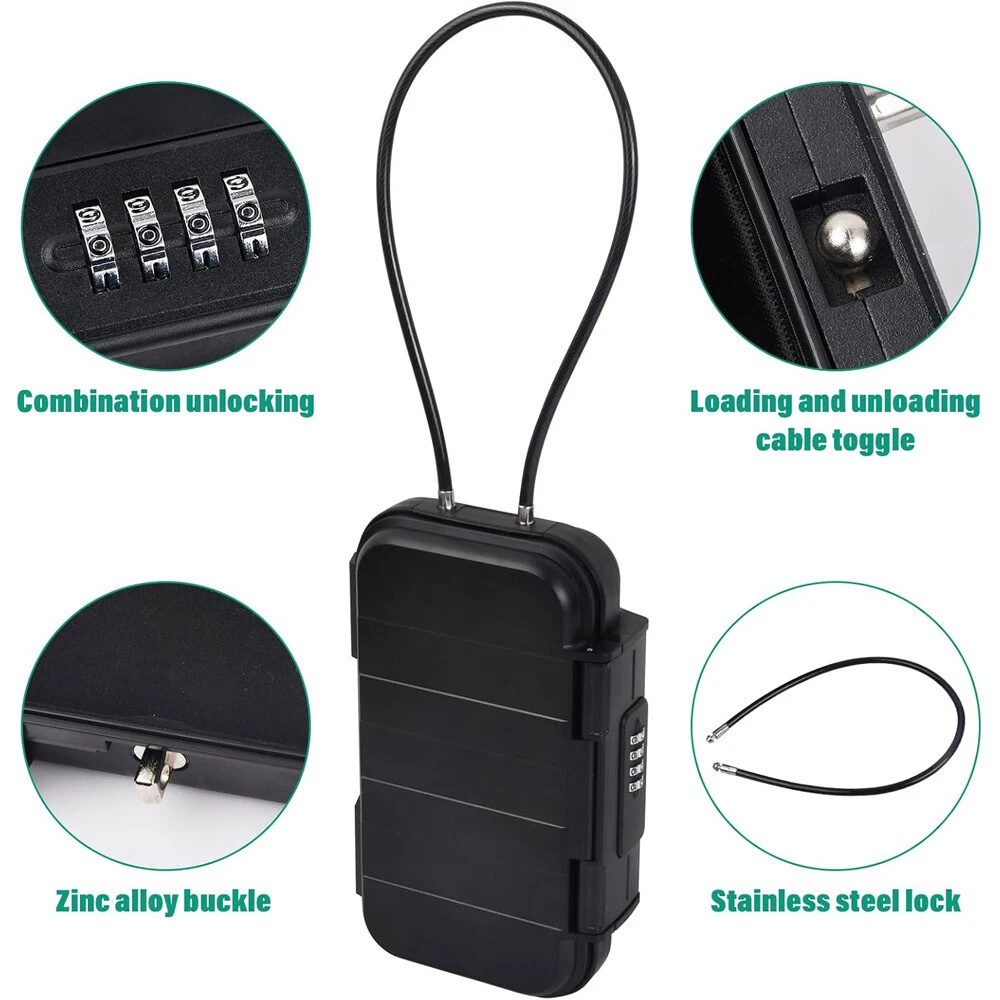Portable Safe Box with Code, Waterproof & Anti-Theft for Beach with Wire Rope